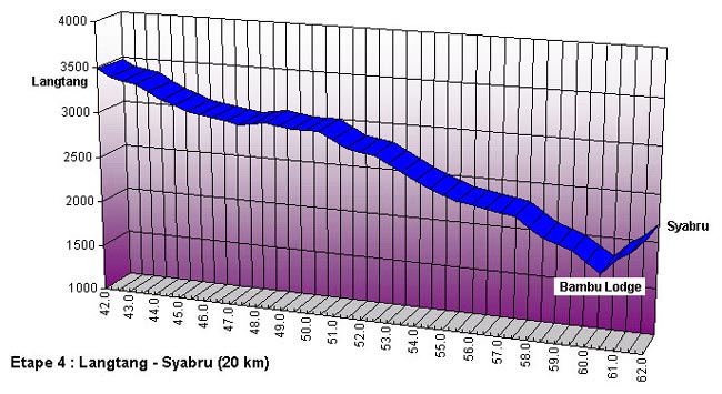 Profil de l'étape Langtang - Syabru du trek