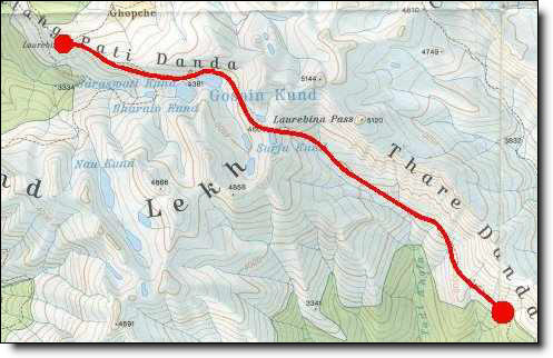 Plan de l'étape Laurebina - Ghopte du trek