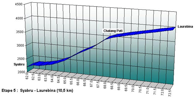 Profil de l'étape Syabru - Laurebina du trek