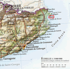 Carte de la région de Barcelone et de Rosas