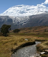 Cordillère blanche - Rivière devant le Huascaran