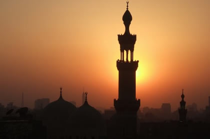 coucher de soleil sur le Caire