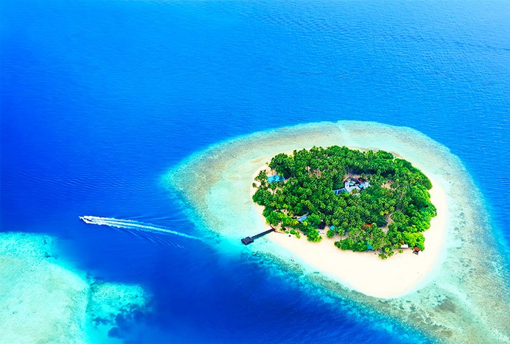 Ilôt de la Grande barrière de corail des Maldives